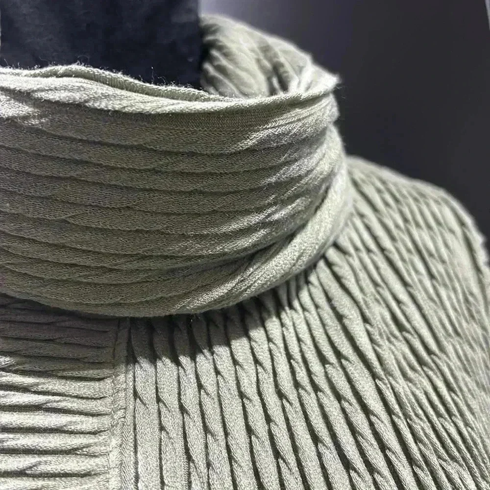 One World Cowl Neck,mixed textured stripe, long top, pocket front,silky soft